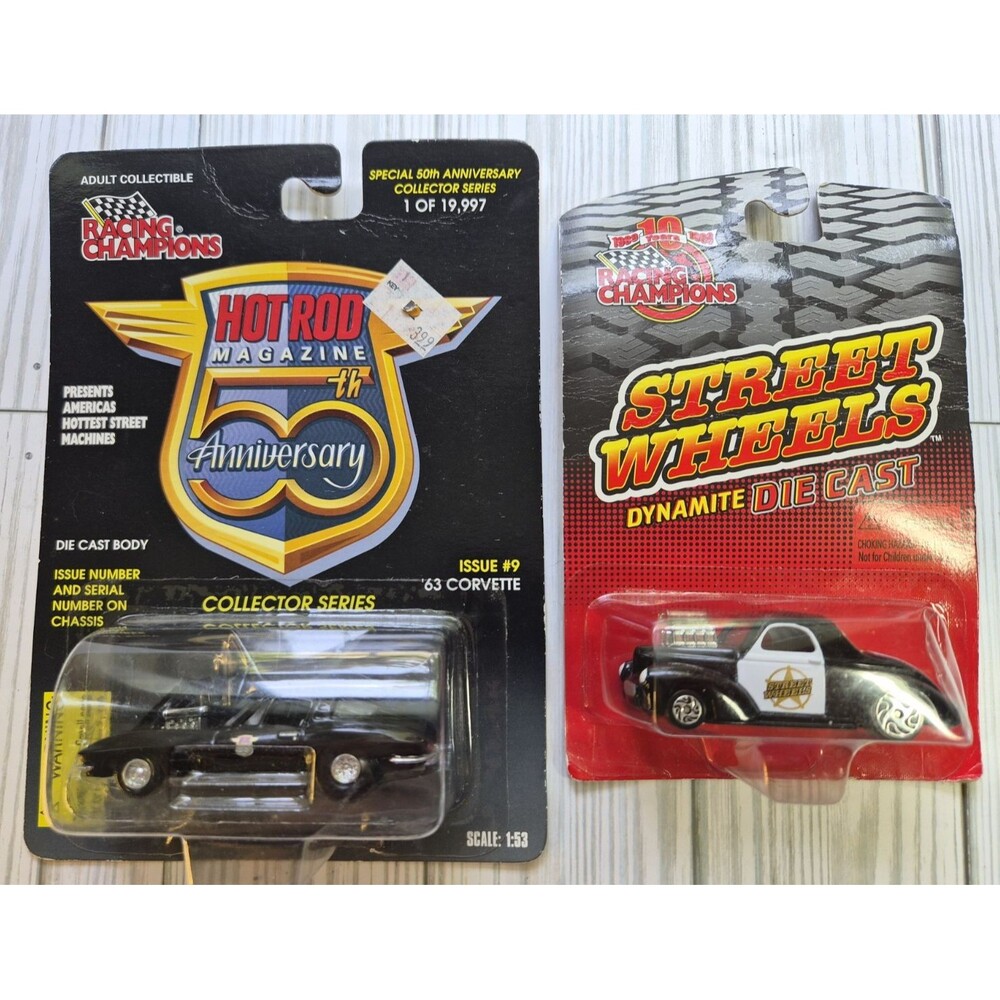 Racing Champions 1963 Corvette Hot Rod 50th & 1941 Willys Police Diecast Lot 2